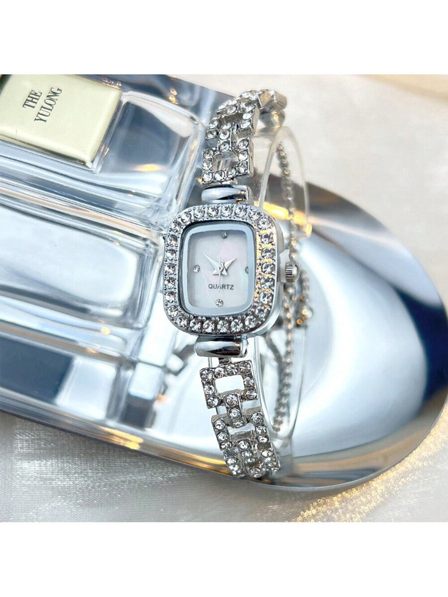 Women's Diamond Watch - Square Case, Adjustable Strap, Quartz, Elegant Hip Hop Style, Perfect Gift for Birthday, Anniversary, Daily Wear, Fashion Accessory, Lightweight & Durable, Inlaid Diamonds, Trendy & Eye-Catching, Suitable for Markets.