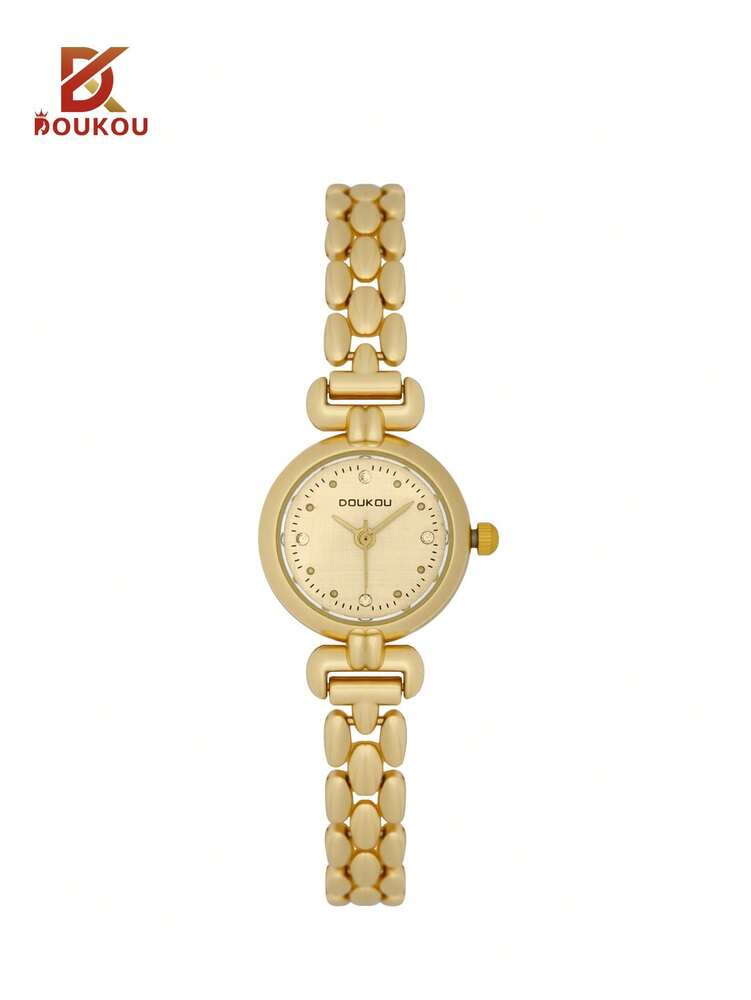 DOUKOU New Arrival Luxury Gold-Tone Waterproof Women's Watch With Sparkling Rhinestone & Zirconia Decorations