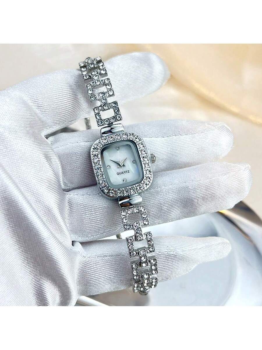 Women's Diamond Watch - Square Case, Adjustable Strap, Quartz, Elegant Hip Hop Style, Perfect Gift for Birthday, Anniversary, Daily Wear, Fashion Accessory, Lightweight & Durable, Inlaid Diamonds, Trendy & Eye-Catching, Suitable for Markets.