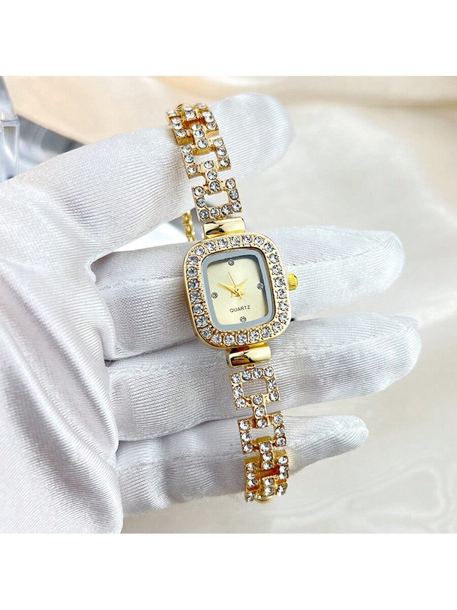 Women's Diamond Watch - Square Case, Adjustable Strap, Quartz, Elegant Hip Hop Style, Perfect Gift for Birthday, Anniversary, Daily Wear, Fashion Accessory, Lightweight & Durable, Inlaid Diamonds, Trendy & Eye-Catching, Suitable for Markets.