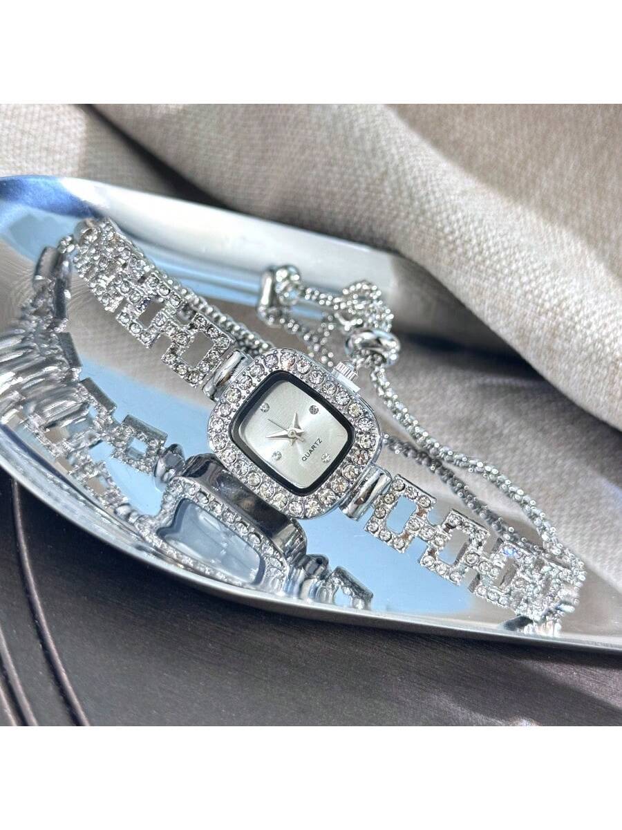 Women's Diamond Watch - Square Case, Adjustable Strap, Quartz, Elegant Hip Hop Style, Perfect Gift for Birthday, Anniversary, Daily Wear, Fashion Accessory, Lightweight & Durable, Inlaid Diamonds, Trendy & Eye-Catching, Suitable for Markets.