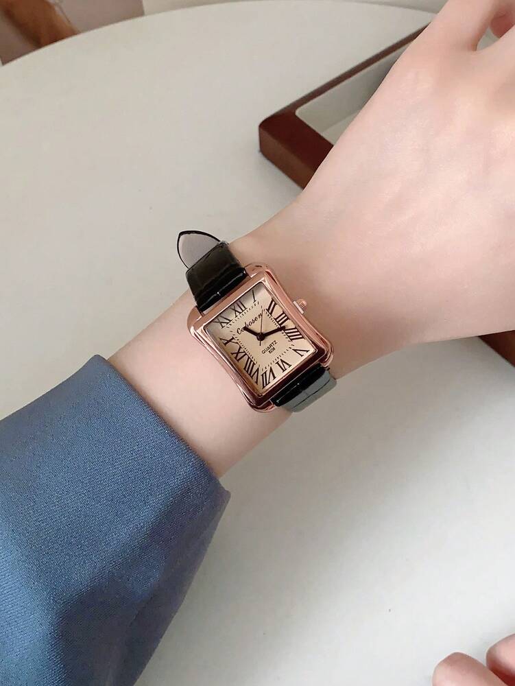 1pc Couple Watches With Roman Numeral Dial – Large/Small Dial Combo, Quartz Movement