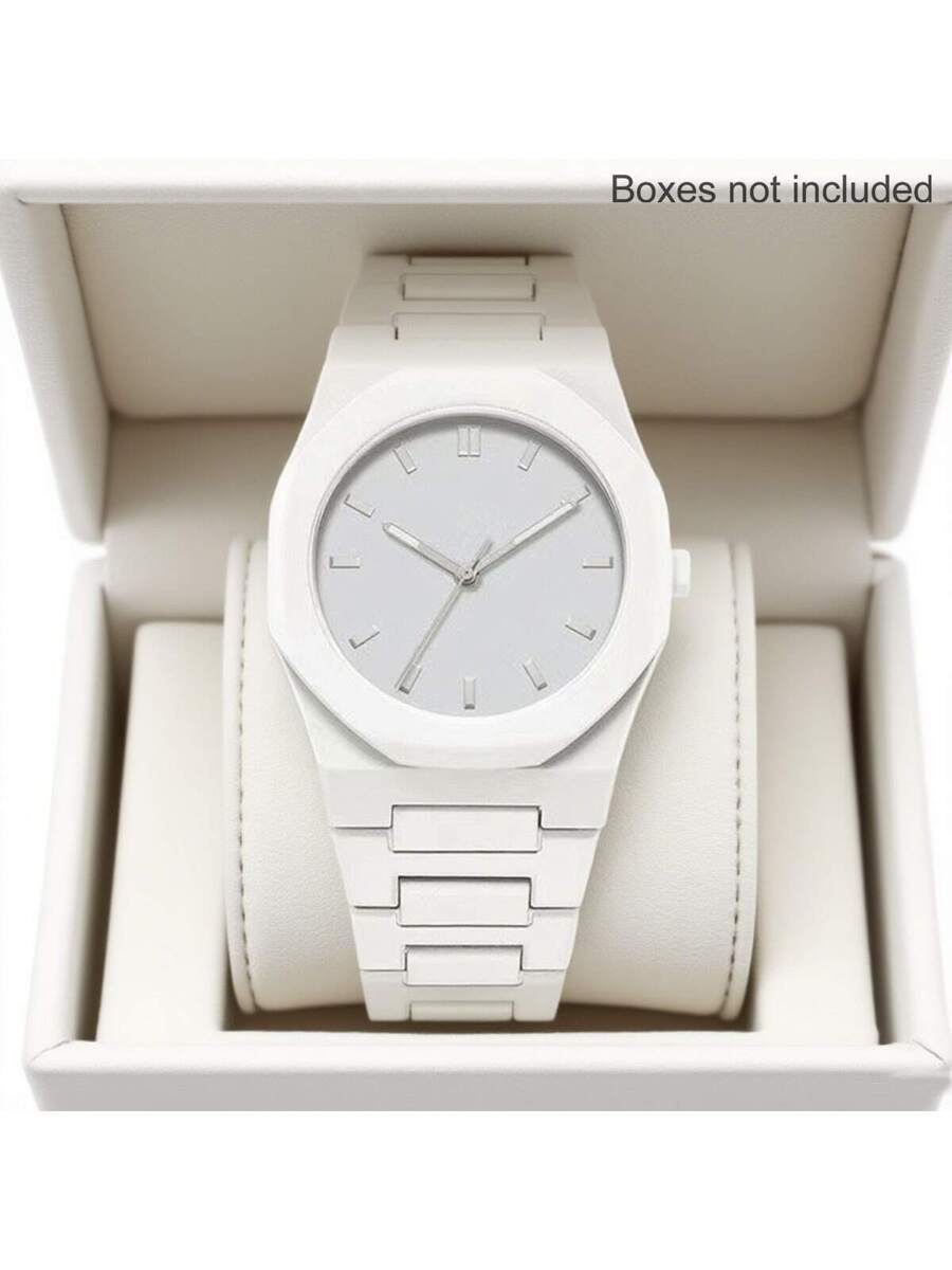 1 Piece Men's And Women's Black Rubber Strap Sporty, Casual, Creative Design, Adjustable Strap, Studded Round Dial Watch