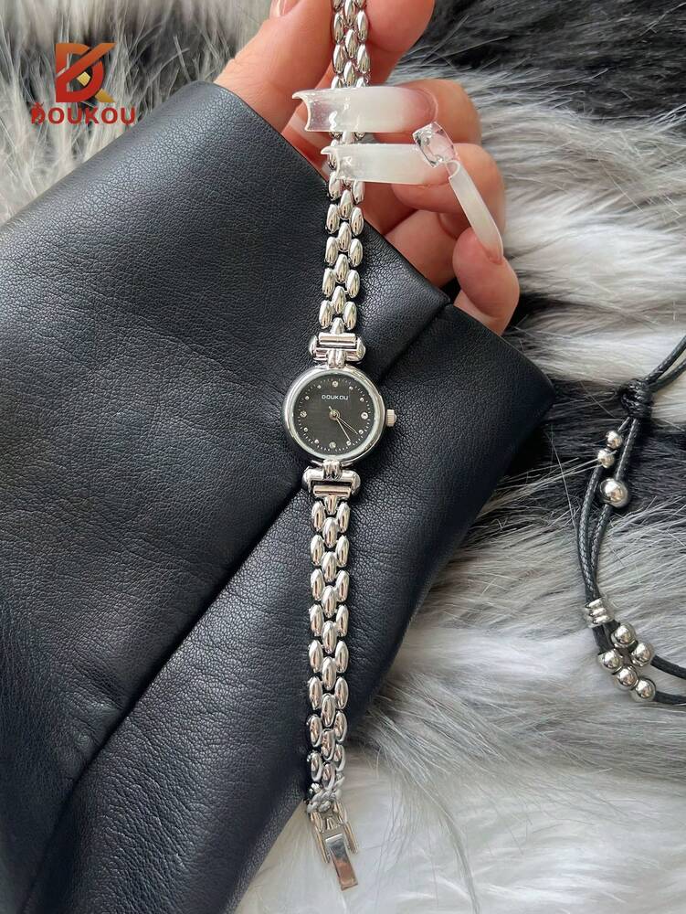 DOUKOU New Arrival Luxury Gold-Tone Waterproof Women's Watch With Sparkling Rhinestone & Zirconia Decorations