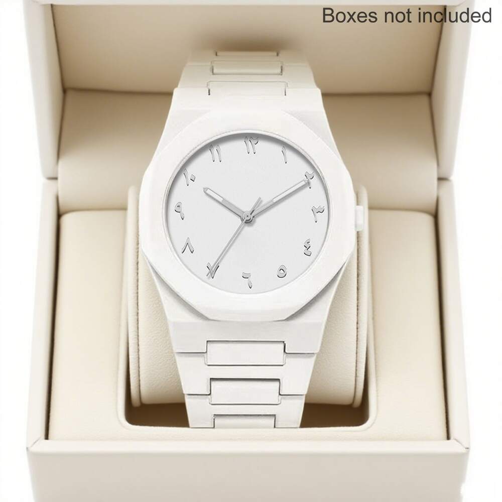 1 Piece Men's And Women's Black Rubber Strap Sporty, Casual, Creative Design, Adjustable Strap, Studded Round Dial Watch
