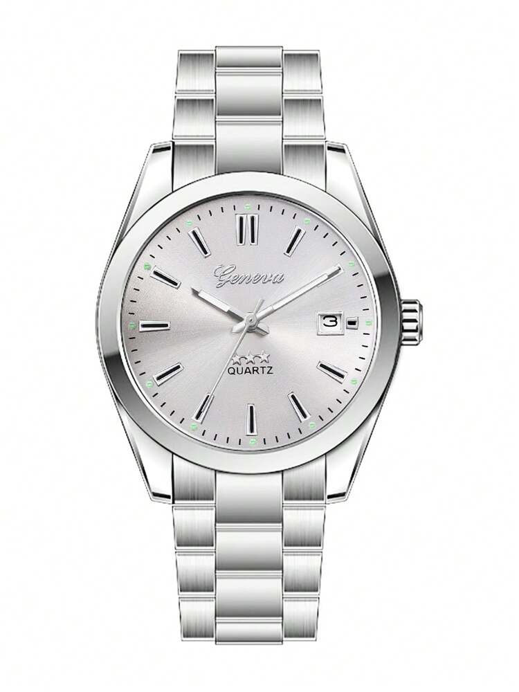 Alloy Strap Calendar Men's Watch – Single Watch Without Box, For Sports, Business, and Casual Wear