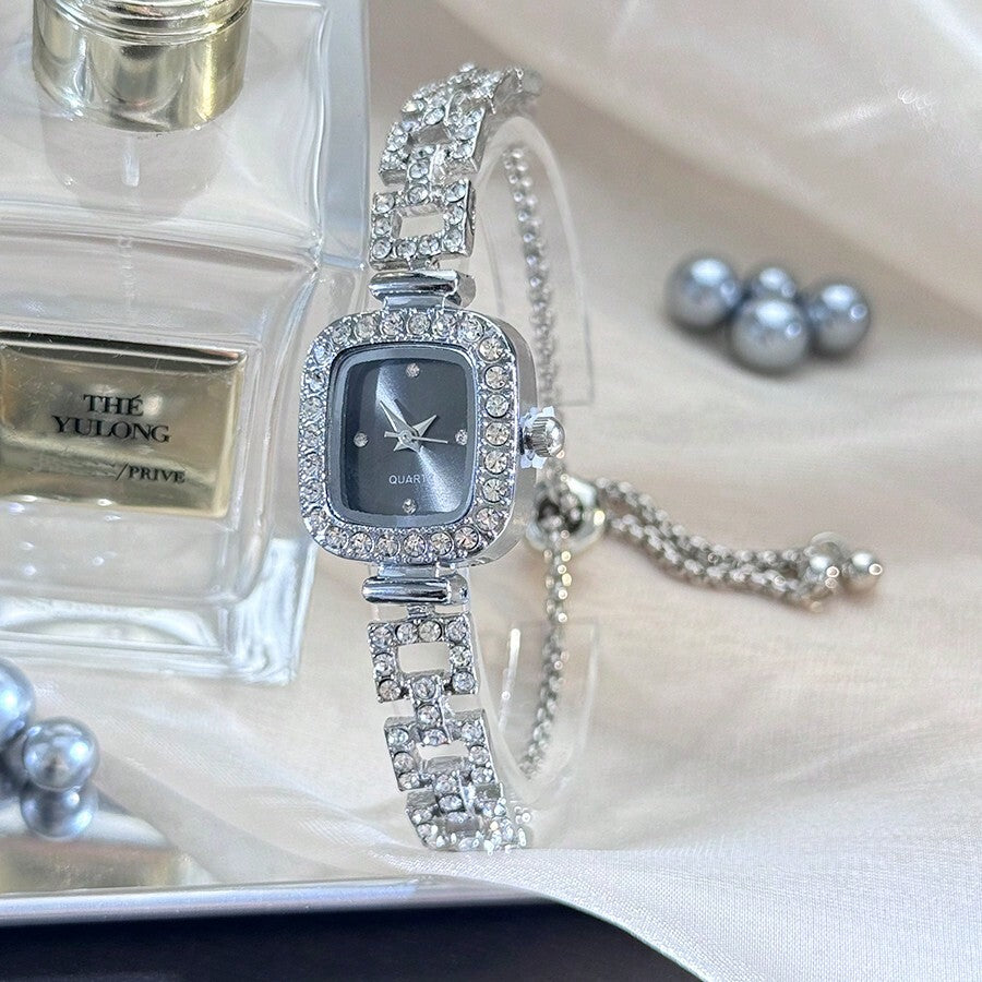 Women's Diamond Watch - Square Case, Adjustable Strap, Quartz, Elegant Hip Hop Style, Perfect Gift for Birthday, Anniversary, Daily Wear, Fashion Accessory, Lightweight & Durable, Inlaid Diamonds, Trendy & Eye-Catching, Suitable for Markets.