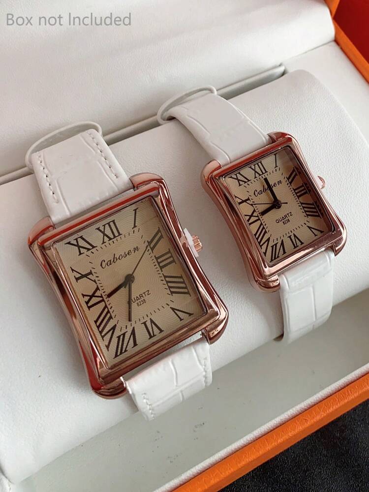 1pc Couple Watches With Roman Numeral Dial – Large/Small Dial Combo, Quartz Movement