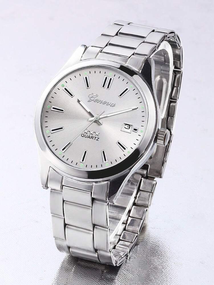 Alloy Strap Calendar Men's Watch – Single Watch Without Box, For Sports, Business, and Casual Wear
