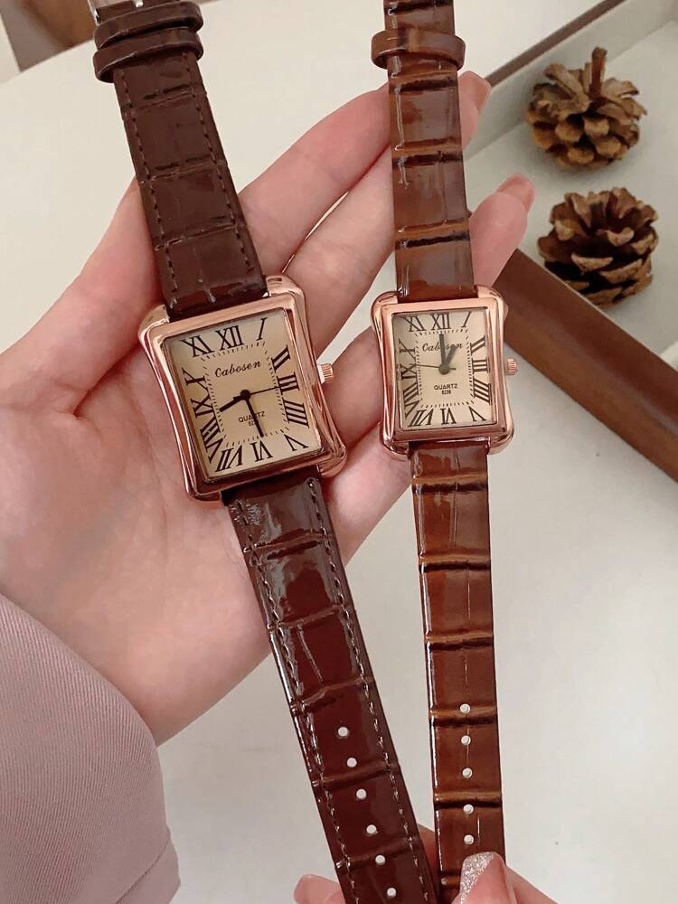 1pc Couple Watches With Roman Numeral Dial – Large/Small Dial Combo, Quartz Movement