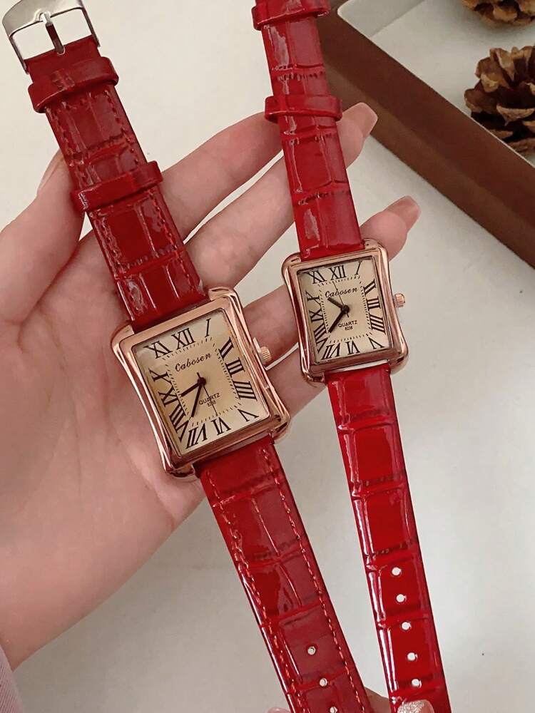 1pc Couple Watches With Roman Numeral Dial – Large/Small Dial Combo, Quartz Movement