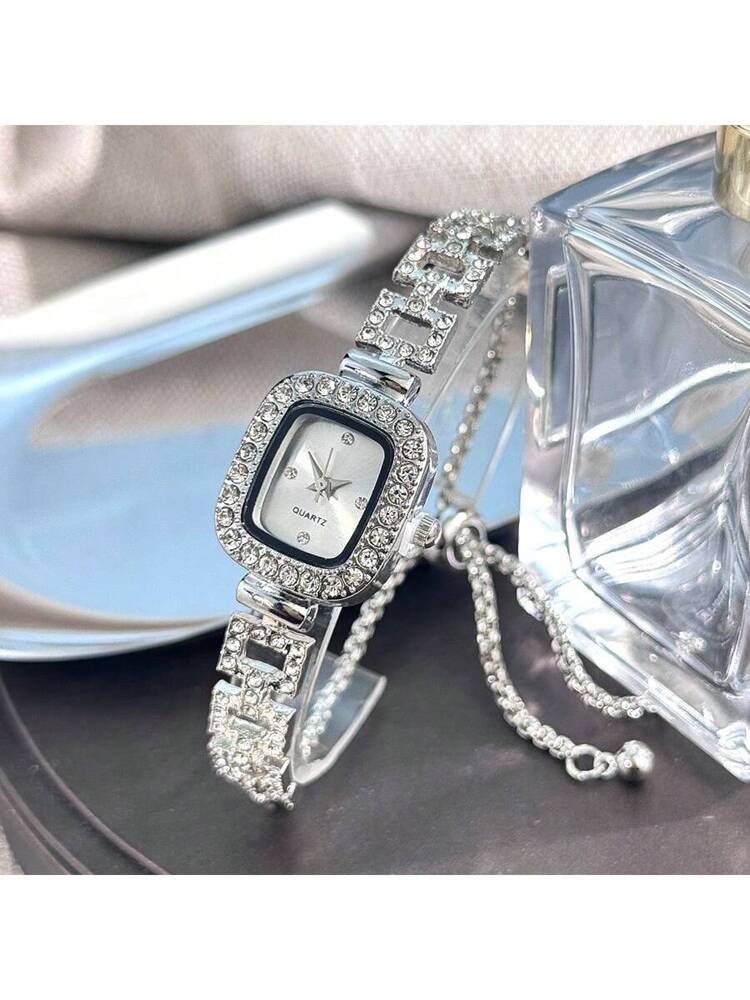 Women's Diamond Watch - Square Case, Adjustable Strap, Quartz, Elegant Hip Hop Style, Perfect Gift for Birthday, Anniversary, Daily Wear, Fashion Accessory, Lightweight & Durable, Inlaid Diamonds, Trendy & Eye-Catching, Suitable for Markets.