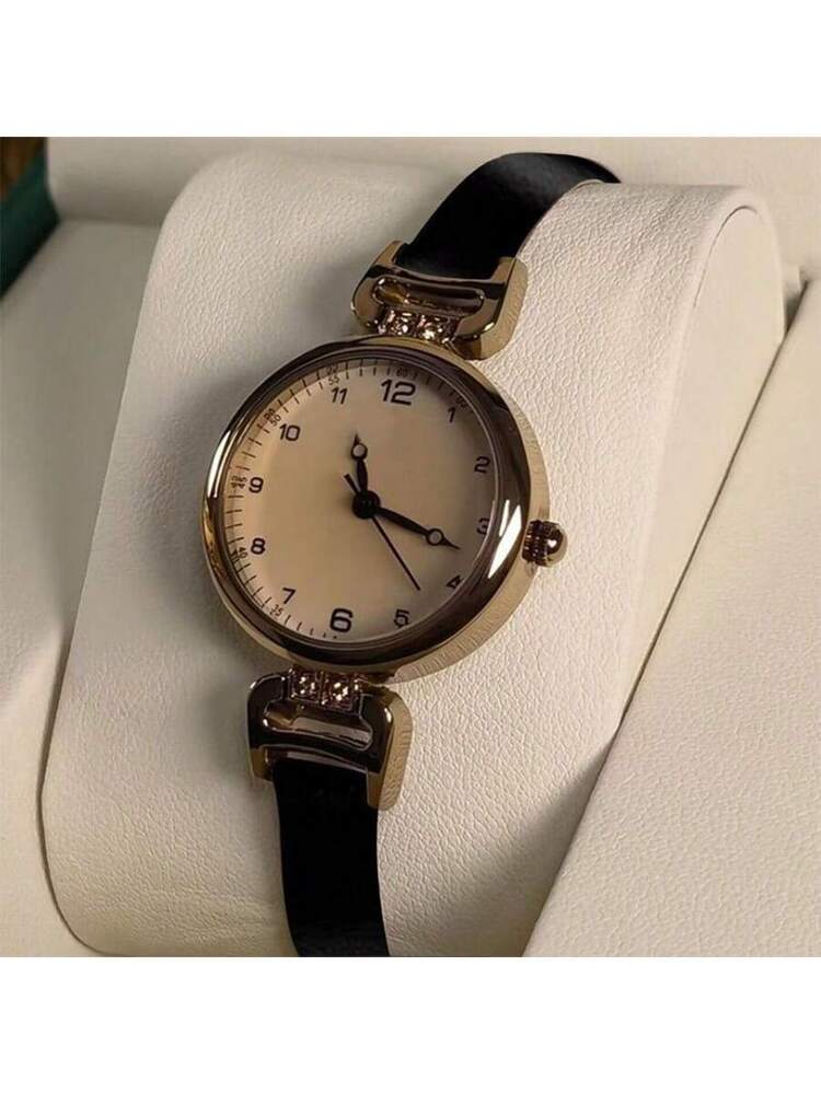Women's Vintage Style Quartz Watch – Brown PU Leather Strap & Round Dial