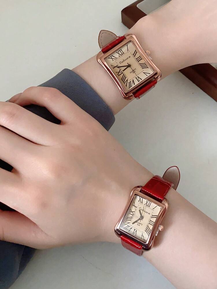 1pc Couple Watches With Roman Numeral Dial – Large/Small Dial Combo, Quartz Movement