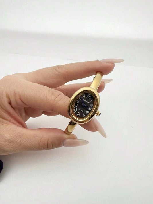 1pc New Fashionable Bracelet Watch For Women – Retro Luxury Simple Elegance Quartz Watch