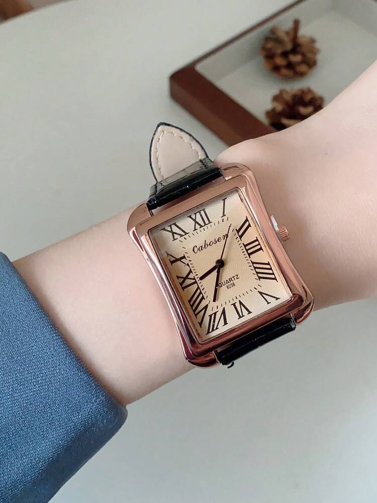 1pc Couple Watches With Roman Numeral Dial – Large/Small Dial Combo, Quartz Movement