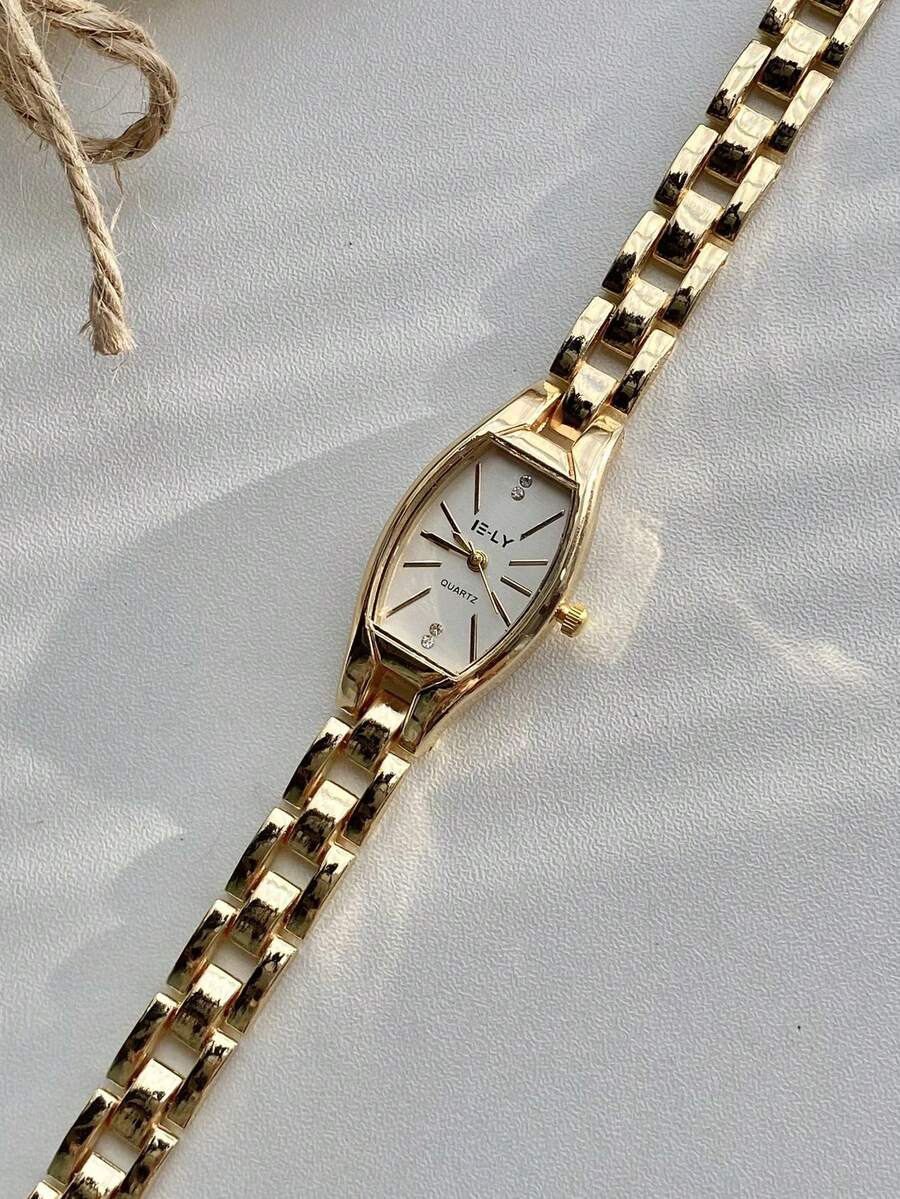 1pc Rose Gold Crystal Glass Dial Ladies Fashion Elegant Bracelet Watch Suitable for Daily Decoration