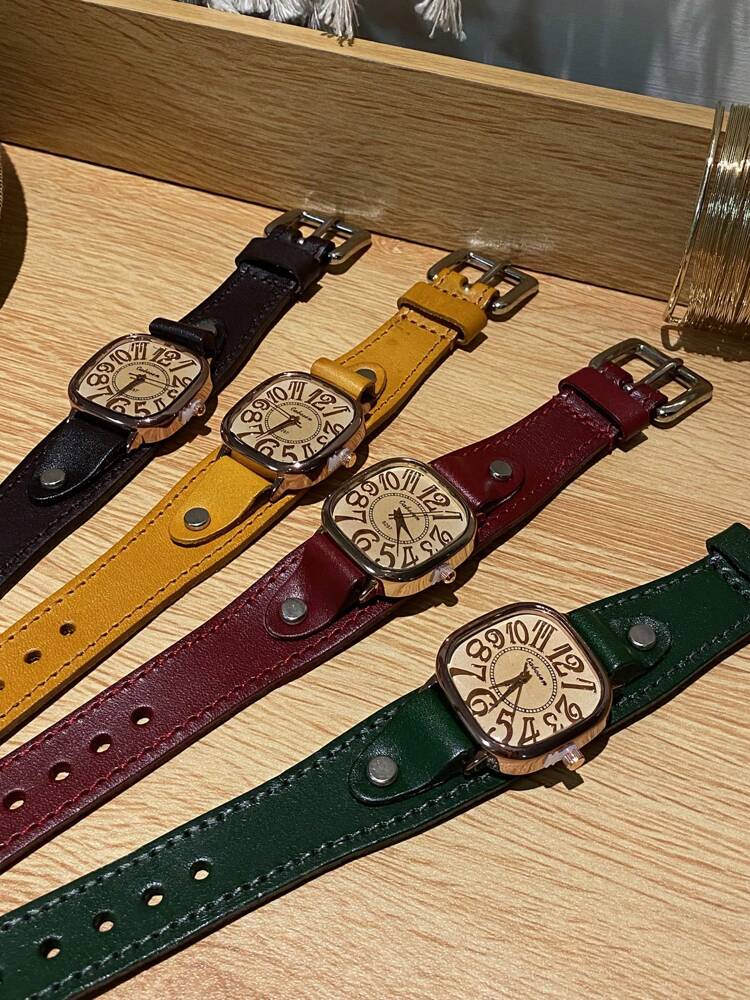 1pc Women’s Vintage Numerals Dial Quartz Watch With Simple & Fashionable Strap
