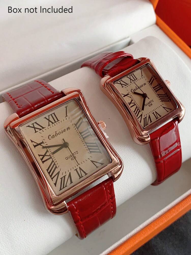 1pc Couple Watches With Roman Numeral Dial – Large/Small Dial Combo, Quartz Movement