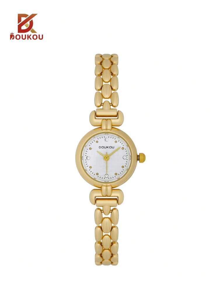 DOUKOU New Arrival Luxury Gold-Tone Waterproof Women's Watch With Sparkling Rhinestone & Zirconia Decorations