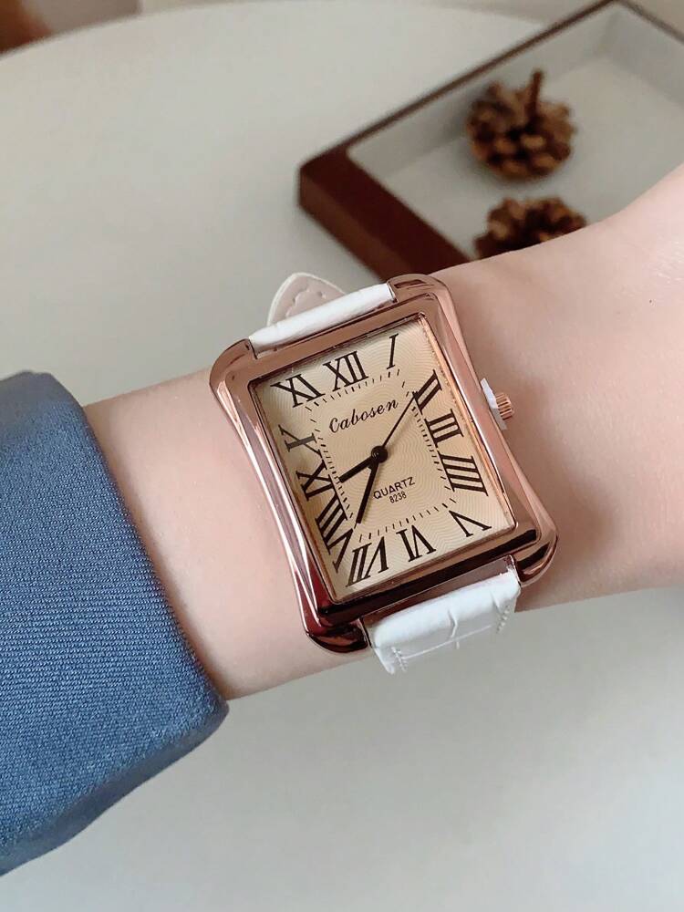 1pc Couple Watches With Roman Numeral Dial – Large/Small Dial Combo, Quartz Movement