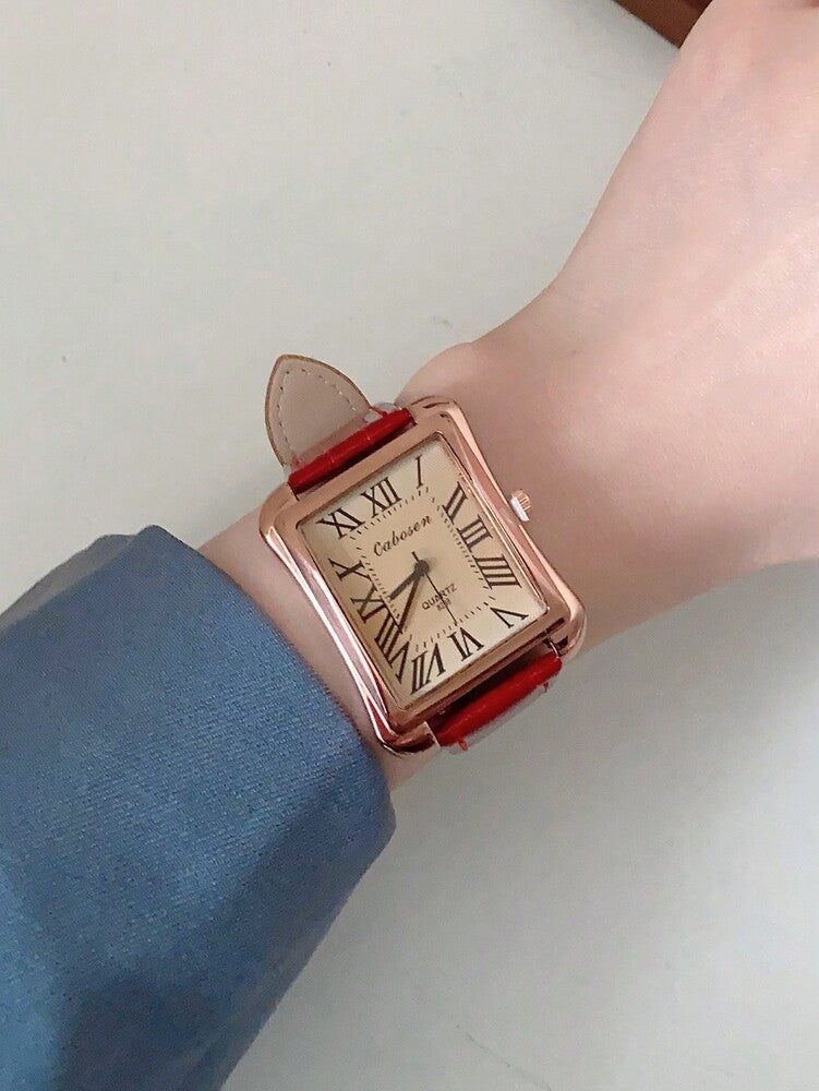 1pc Couple Watches With Roman Numeral Dial – Large/Small Dial Combo, Quartz Movement