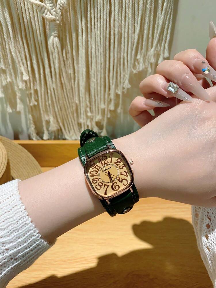 1pc Women’s Vintage Numerals Dial Quartz Watch With Simple & Fashionable Strap