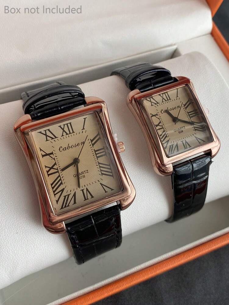 1pc Couple Watches With Roman Numeral Dial – Large/Small Dial Combo, Quartz Movement