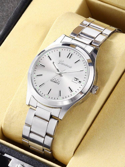 Alloy Strap Calendar Men's Watch – Single Watch Without Box, For Sports, Business, and Casual Wear