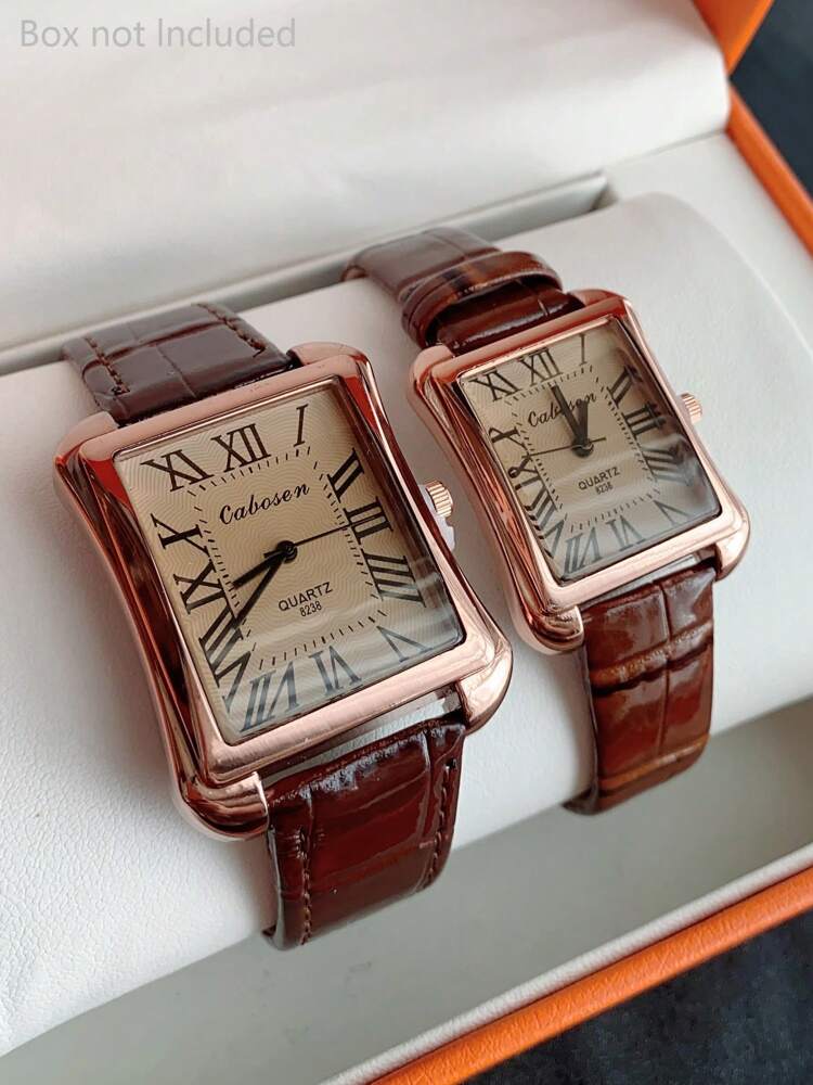 1pc Couple Watches With Roman Numeral Dial – Large/Small Dial Combo, Quartz Movement