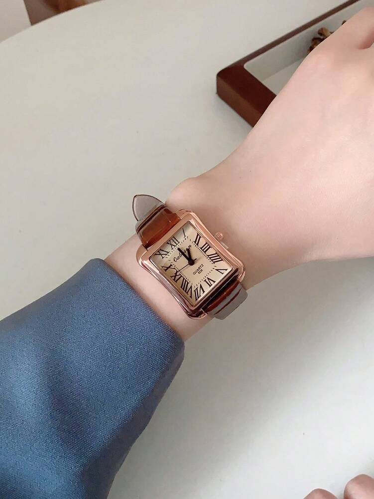 1pc Couple Watches With Roman Numeral Dial – Large/Small Dial Combo, Quartz Movement