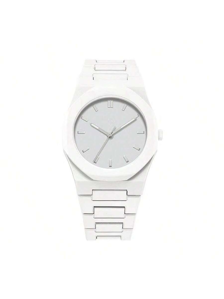 1 Piece Men's And Women's Black Rubber Strap Sporty, Casual, Creative Design, Adjustable Strap, Studded Round Dial Watch