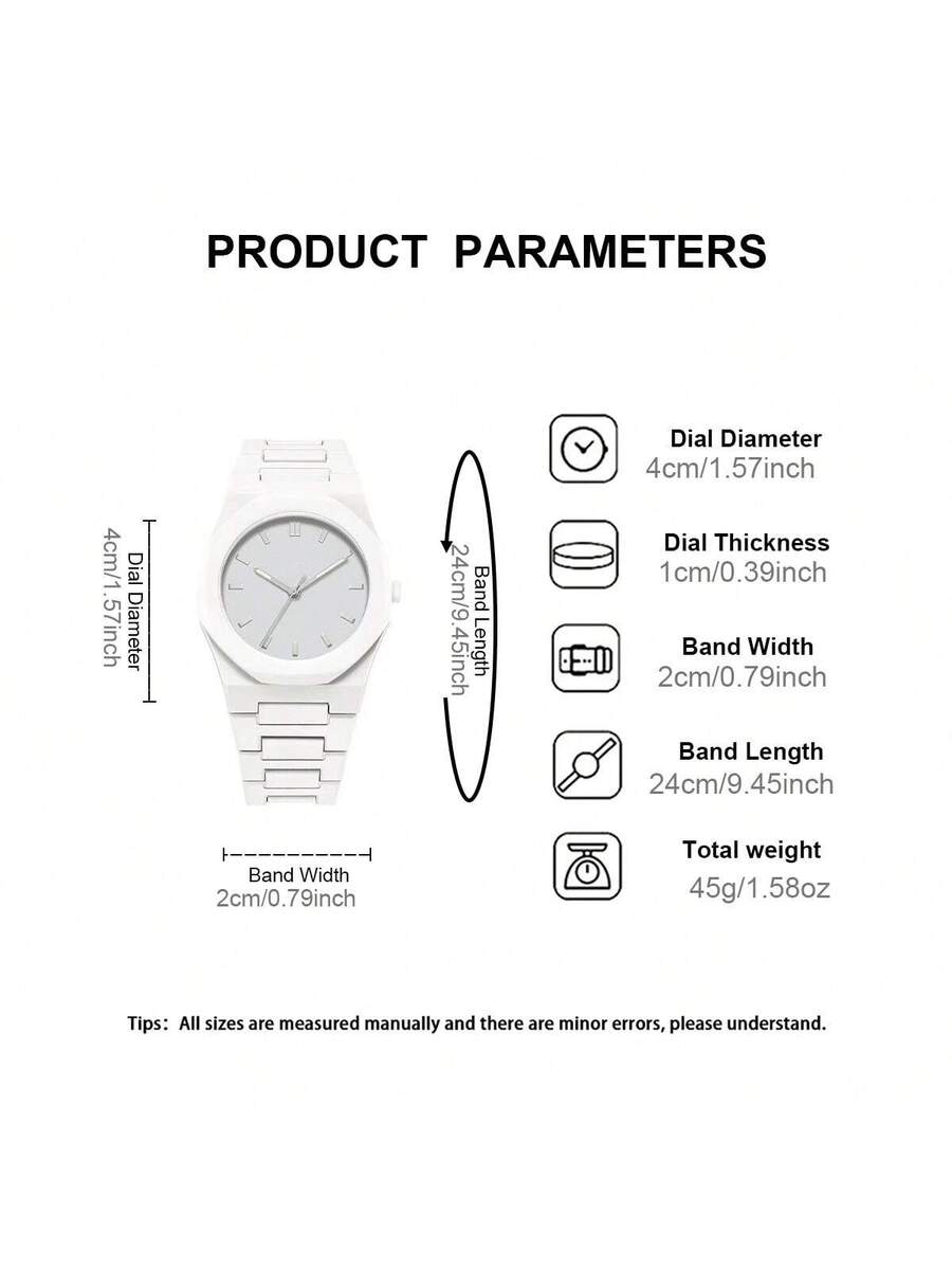 1 Piece Men's And Women's Black Rubber Strap Sporty, Casual, Creative Design, Adjustable Strap, Studded Round Dial Watch