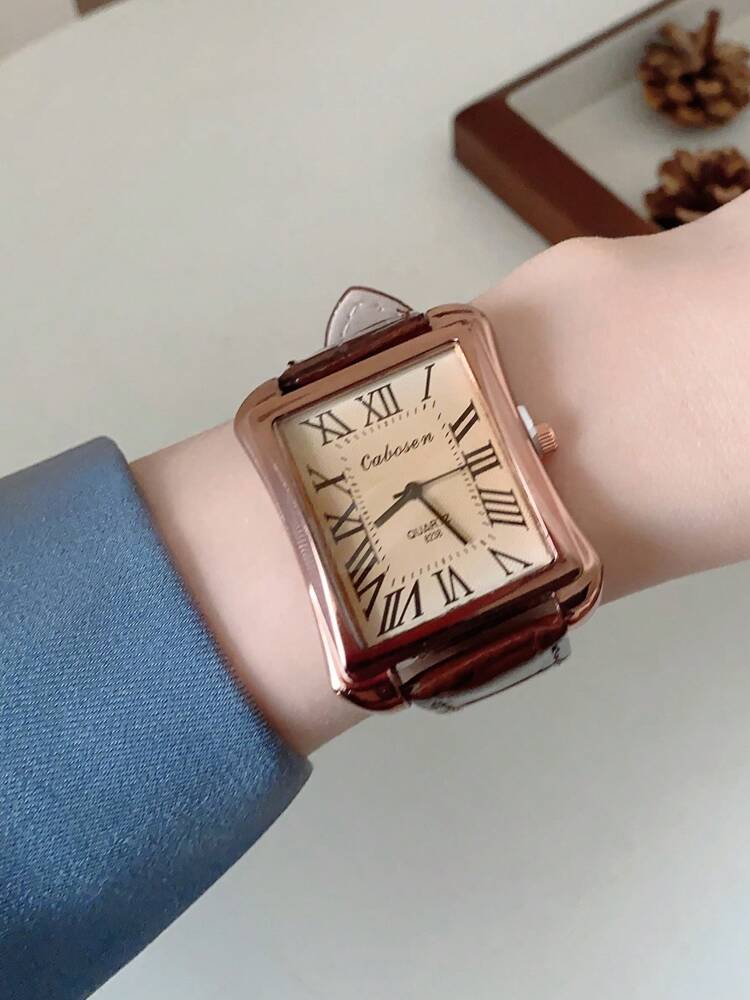 1pc Couple Watches With Roman Numeral Dial – Large/Small Dial Combo, Quartz Movement