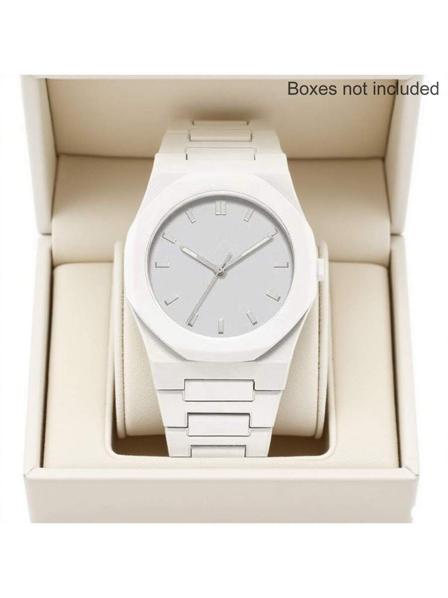 1 Piece Men's And Women's Black Rubber Strap Sporty, Casual, Creative Design, Adjustable Strap, Studded Round Dial Watch