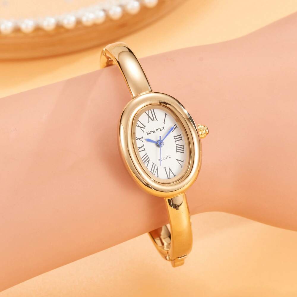 1pc New Fashionable Bracelet Watch For Women – Retro Luxury Simple Elegance Quartz Watch