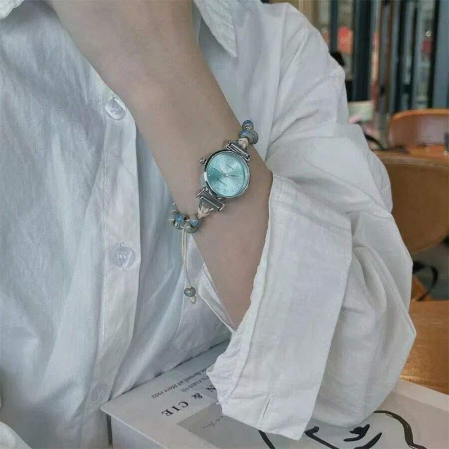 Women's Chinese-Style Beaded Quartz Watch – Ceramic Bracelet Design