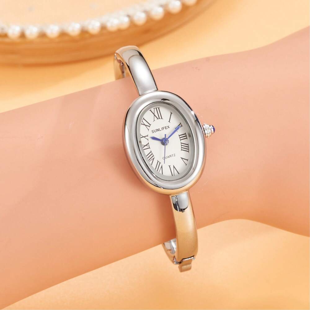 1pc New Fashionable Bracelet Watch For Women – Retro Luxury Simple Elegance Quartz Watch