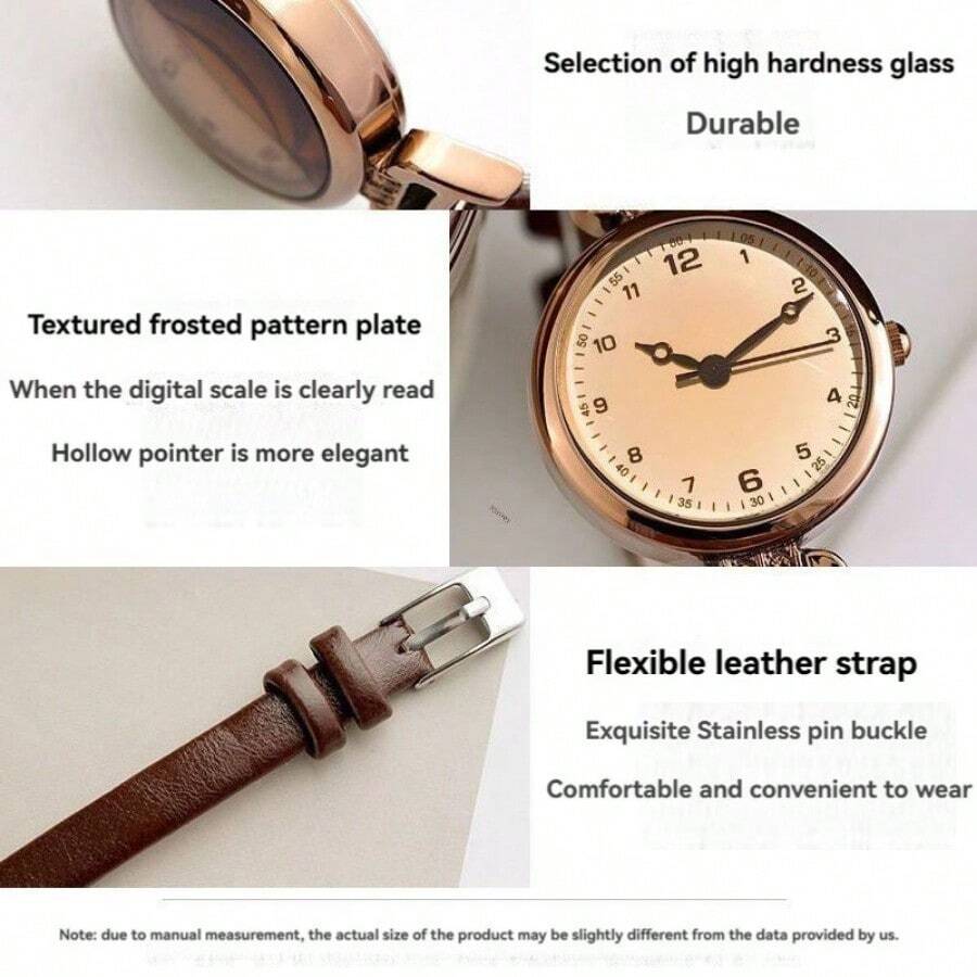 Women's Vintage Style Quartz Watch – Brown PU Leather Strap & Round Dial