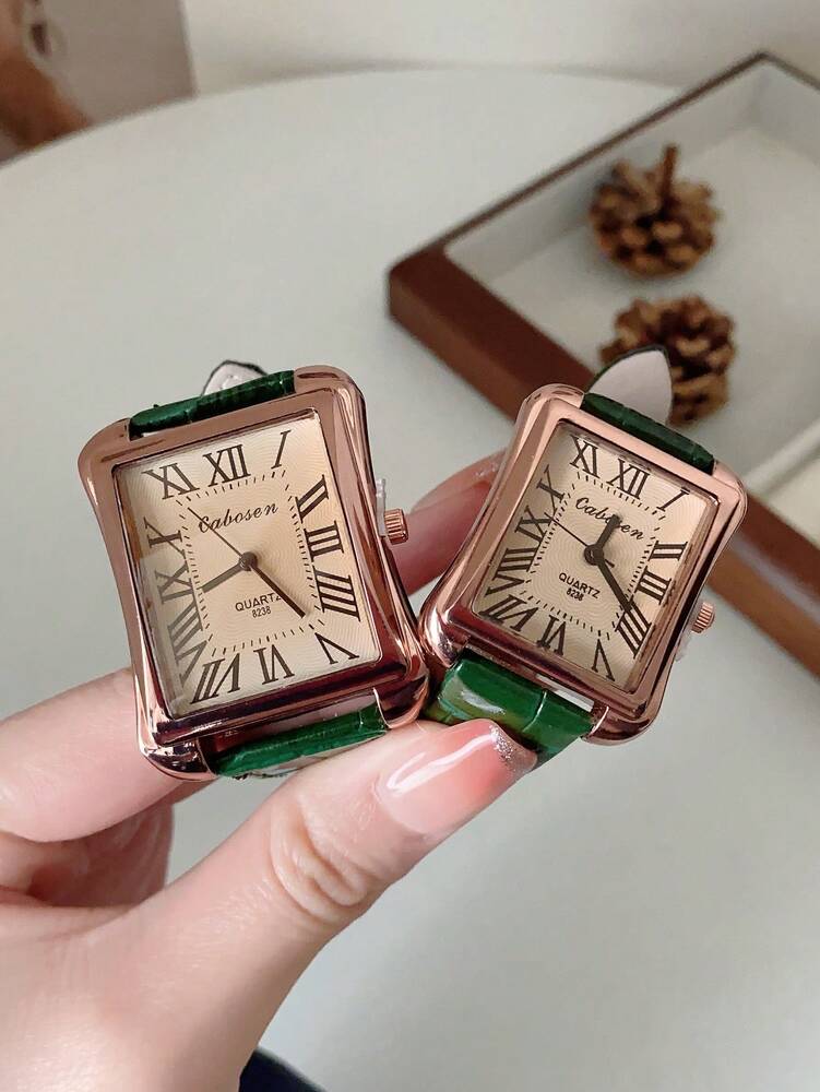 1pc Couple Watches With Roman Numeral Dial – Large/Small Dial Combo, Quartz Movement