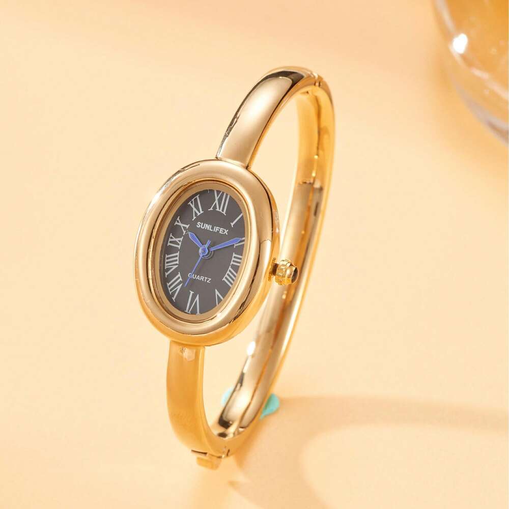 1pc New Fashionable Bracelet Watch For Women – Retro Luxury Simple Elegance Quartz Watch