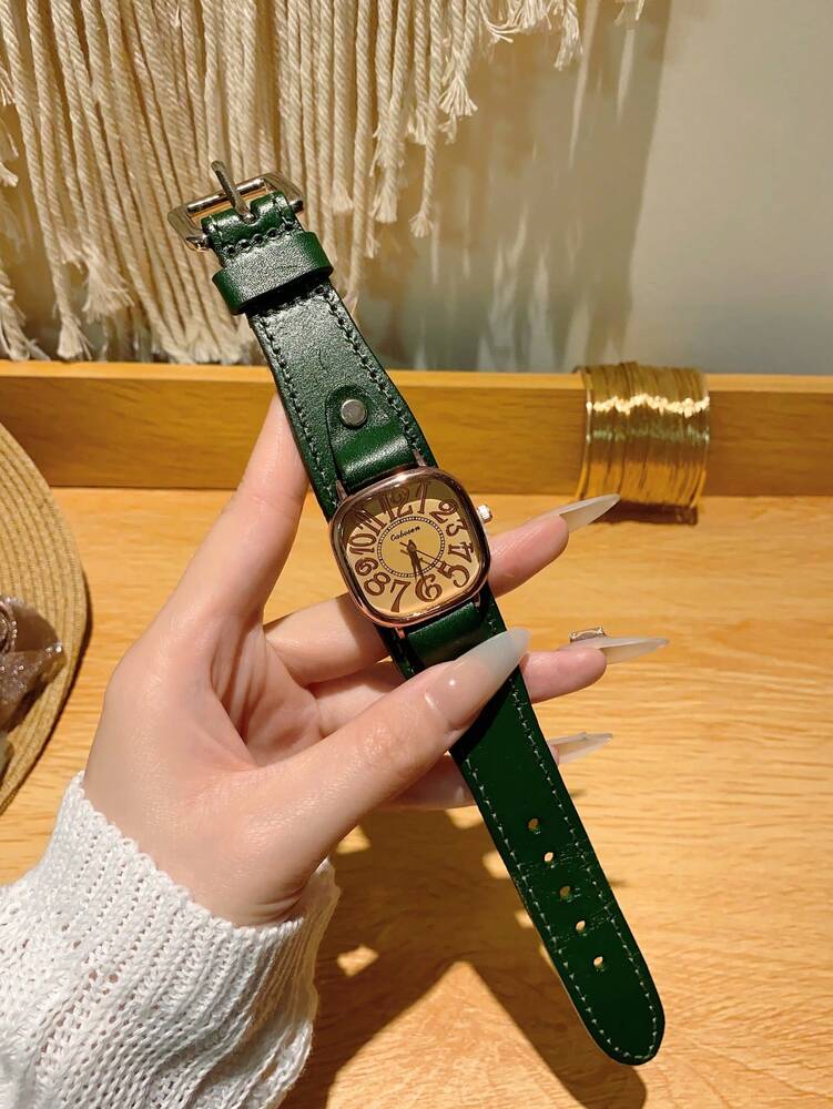 1pc Women’s Vintage Numerals Dial Quartz Watch With Simple & Fashionable Strap