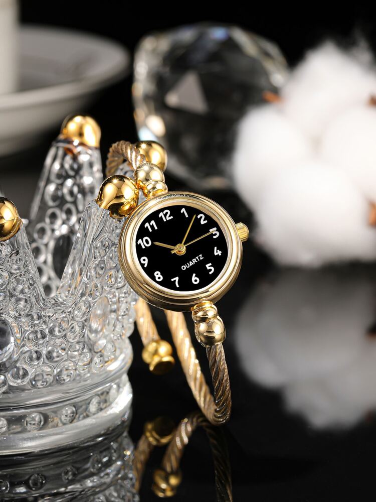 1pc Vintage Retro Roman Numeral Women Quartz Wrist Watch