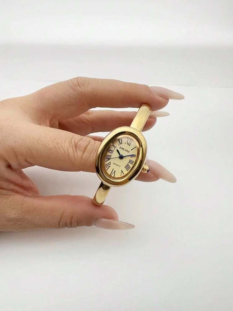 1pc New Fashionable Bracelet Watch For Women – Retro Luxury Simple Elegance Quartz Watch